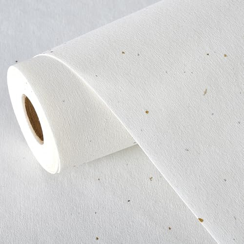 MAIMAIS Matte White Grasscloth Textured Wallpaper Natural&Neutral&Handmade Style Thick Peel and Stick Removable for Bedroom,Office,Cabinet(16.5”x236.2”)(Herbaceous Coffee&Silver Powder) M12