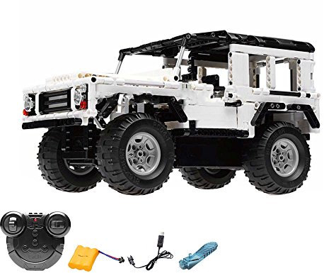 RC ferngesteuerter SUV Jeep aus CaDA Bausteinen, Auto-Steckbausatz DIY Spielzeug, Geländewagen aus Klemmbausteinen, Konstruktions-Spielzeug für Kinder und Erwachsene, Fahrzeug für Anfänger u. Profis