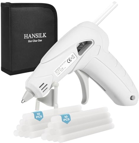 HANSILK Sladdlös varm limpistol mini varm limpistol USB-uppladdningsbar 2200 mAh 90 minuters arbetstid 20 st limstift (7 x 100 mm) för handgjorda gör-det-själv/pyssel/reparationer grå