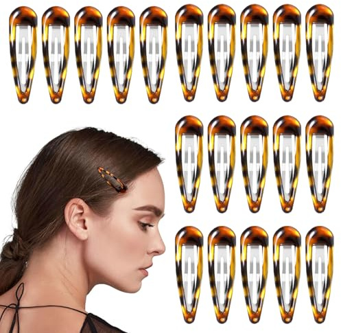 WhaleO 20 Stück Haarspange Metall für Feines Haar Damen Mädchen - Haarclips Rutschfest Mit Doppelgriff Snap in Schildpatt Optik Französische
