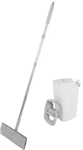 WRITWAA Trapeador Plano con Escurridor Trapeador Húmedo y Seco para Limpieza De Suelos y Paredes Uso Doméstico Color Blanco Material Suelos De Baldosas