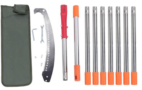 Tree Pole Pruner, 142.1in Stainless Steel Extendable Height Adustable Branch Trimmer, Manual Pole Saw for Pruning Palms and Shrubs