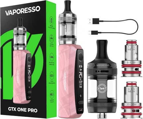 Vaporesso GTX One Pro Mod Kit con batería integrada de 3000mAh + Atomizador XTank T (3ml, carga superior) - Compatible con resistencias GTX (0.6Ω/1.2Ω) - No Nicotine (Rosa)