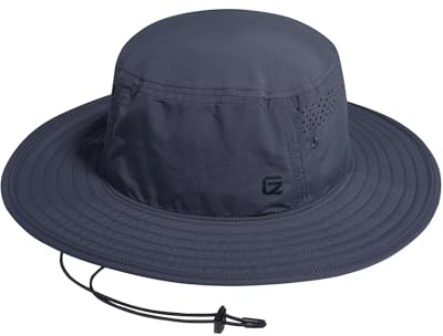 GADIEMKENSD UPF 50+ buckethatt med vindtätt band för män och kvinnor, andningsbar och snabbtorkande solhatt för utomhusaktiviteter, Mörkgrå, 55-60