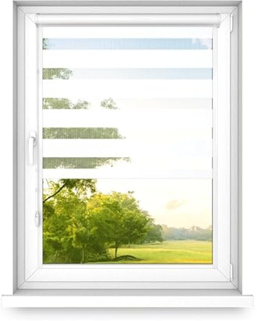 time4blinds – Tenda Oscurante senza Forature – Tenda a Rullo senza Forature – Adesiva, Cassetta in Alluminio, Tessuto Filtrante – Bianco classico, 1300x1200, A destra