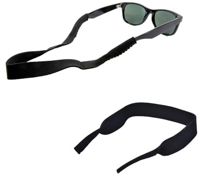 TRIXES Black Glasses Strap – Sport Sunglasses & Glasses Cord to Wrap Your Neck – Elastic Lanyard to Protect Glasses & Prevent Falling – Indoor & Outdoor Use - Men & Women Floating Glasses Sports Band