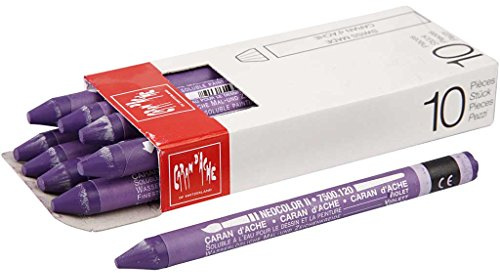 Caran d'Ache NEOCOLOR II 120 VIOLETT/VIOLET (7500.120) / Pastelle 10 Stück (1er Pack)/ aus Wasservermalbarem Wachs/Für Papier Karton Glas Holz Leder Stoff Stein
