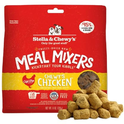 Stella & Chewy's Freeze Dried Raw Chewy’s Chicken Meal Mixers – Dog Food Topper for Small & Large Breeds – Grain Free, Protein Rich Recipe – 8 oz Bag