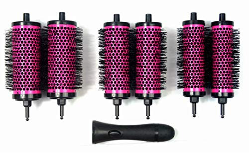 LIGICKY Haarbürsten set rundbürste Mit Abnehmbaren Rollen Rundes Styling Werkzeug, 6 Rollen 1 Griff, Klein Medium Groß