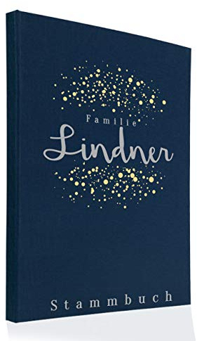 Hochzeitideal Stammbuch der Familie A4 inkl. Personalisierung Bezug Leinen Nr. 183 (Dunkelblau)