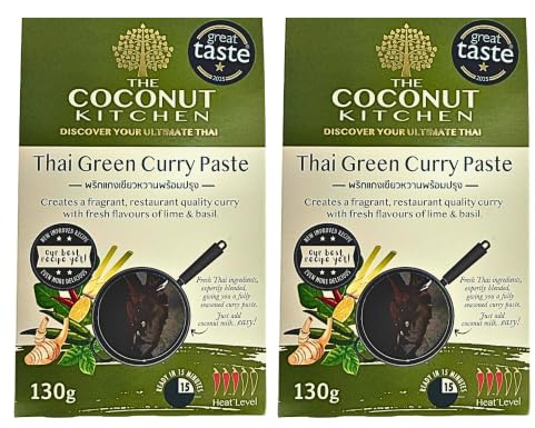 The Coconut Kitchen – Easy Thai Green Curry Paste, Thai Green Curry Kit, Sauce Sachets, Thai Style Spice blend Pack, Curry gifts for men, Thai 7 spice (2 x 130g packs)…