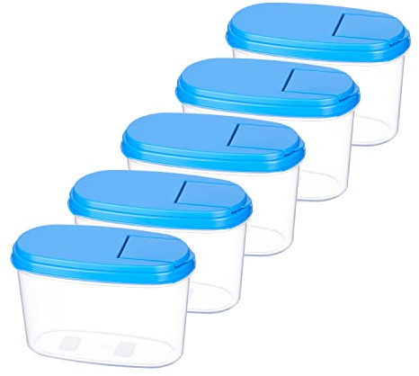 MiraHome Schüttdose für Müsli 1L 5er Set Blau – Vorratsdosen mit Deckel luftdicht – Frischhaltedosen mit Deckel – Aufbewahrungsbox Küche für Mealprep & Organisation