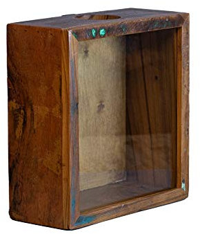 Woodkings® Korken Sammelbox 25x28cm aus recycelten Holz braun Vintage farbig rustikal Wandbild für Weinkorken, Bierkappen oder andere Korken