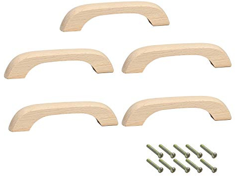 Metany 5 Stück Holzgriffe für die Küche – Schränke, Möbel, Kommode, Kleiderschrank, Schubladen, Griffe (unlackierte Farbe)