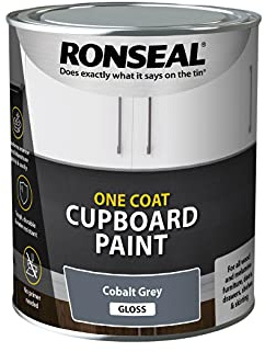 RONSEAL | One Coat Cupboard Paint Cobalt Grey Gloss | 750ml | 39370 | Decorative formulation for cabinetry and built-in joinery, providing durable high-sheen surface coverage.