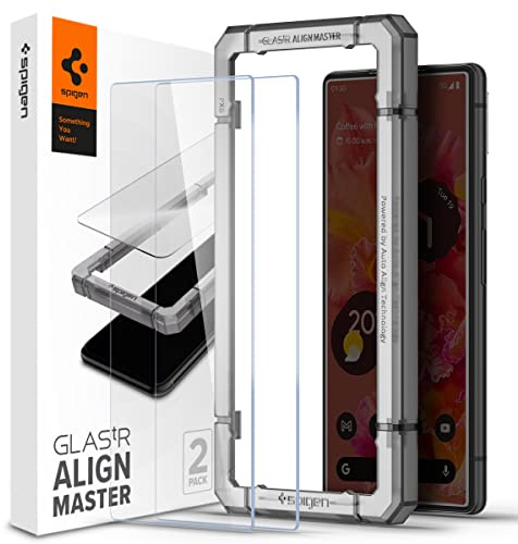 Spigen Alignmaster Schutzfolie [2 Stück] für Google Pixel 6 | Volle Abdeckung, Kratzfest, Hochauflösend, Kristallklar, Hüllenfreundlich, 9H Härte Folie