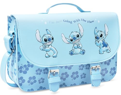 Disney Stitch Borsa Tracolla Bambina Adolescenti, Borsa Spalla Cinghia Lunga (Blu)