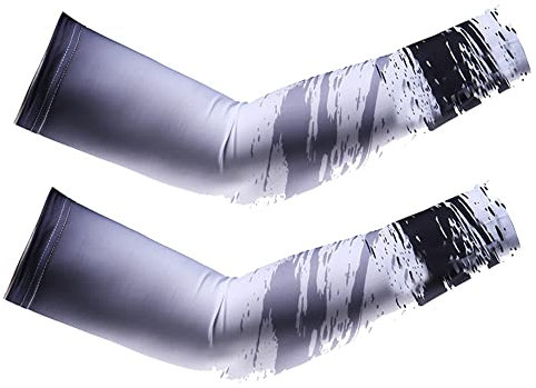 ihreesy Kühlung Armlinge,Unisex Ice Silk Armstulpen Long Arm Ärmel UV-Schutz Arm Sleeves Elastische Arm Sleeves Anti-Rutsch Armabdeckung Sonnenschutz Arm Kompression Abdeckung,Schwarz L(28-30cm)