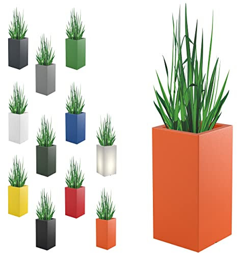 Monumo®️ Towerpot Blumentopf Groß mit Innenkasten wetterfest geeignet für Haus Büro Garten Patio Hotel Restaurant Balkon und Terrasse moderner Gartentopf (35 cm x 35 cm x 70 cm, Orange)