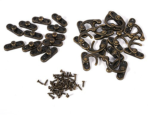 Yosoo Health Gear Antike Scharniere, 12 Stück, Verriegelungshaken Verschluss für Schmuckkästchen, Bronze Rechts