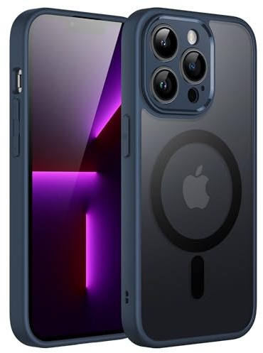 JETech Matte Magnetische Hülle für iPhone 13 Pro, Navy | Kompatibel mit MagSafe, Matte Transluzent Rückseite, Dünn Stoßschutz, Kameraschutz