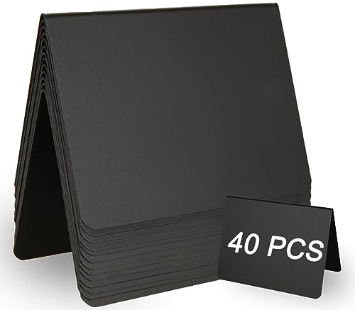 APACALI 40 PCS Mini Chalkboard Signs, Small Chalk Boards, Reserved Signs for Tables, Mini Blackboards for Food, Party, Birthday, Restaurant, A Shaped, Black