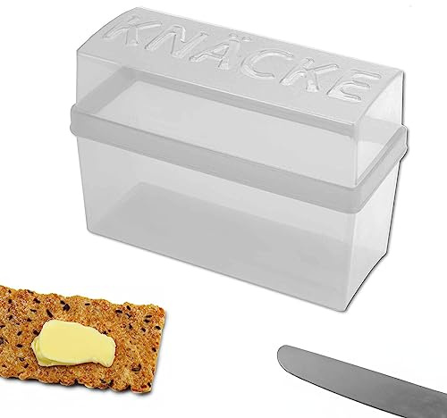 Set of 1 / 2 / 4 Crispbread Box Set for e.g. Sourdough, Rye Crisp Crisp, Finnish, Swedish Crisp, Bread in Slices, Storage, Small Mini Lunch Box 20 x 14 x 9 cm, White