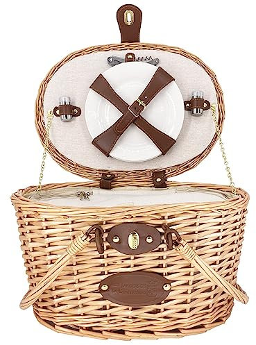 Les Jardins de la Comtesse - Picknickkorb aus Weide Rivoli – Tisch integriert – für 2 Personen