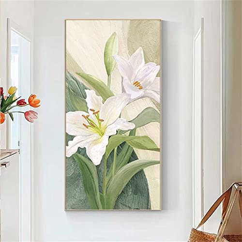 DIY Diamond Painting Set,Weiße Lilien Strass Diamanten Painting Bilder,Diamant Kreuzstich Stickerei Malerei Kit Malen nach Zahlen Arts für Kinder Erwachsene Geschenke Zuhause Dekor 80x220cm JZ-9500