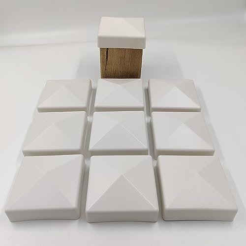 10 Stück Zaun Pfostenkappe 90 mm Pyramide Abdeckkappe cremeweiß für Pfosten 9 x 9 cm (UV stabilisiert/Made in Germany)