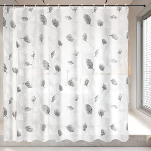 Cortinas de Baño 180 X 200 cm, PEVA Cortina de baño con 12 Anillas,Lavable, Impermeable, Antibacteriana Cortina bañera para Familia, Hotel, Duchas, Bañeras y Cuartos de Baño, Blanco