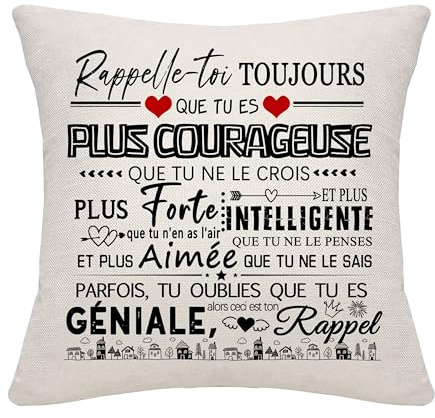 Bommex Rappelle-toi Toujours Que Tu ES Plus Courageuse Que Tu Ne Le Crois Que Tu ES Géniale Housses de Coussin pour Femmes Filles Maman Fille Soeur Amis Anniversaire Graduation Cadeau de Noël(Elle)