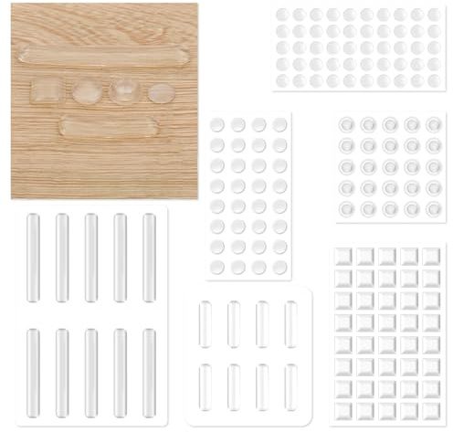 165Pcs Cabinet Door Bumpers Clear Soft Silicone Bumper Pads Self Adhesive Cabinet Stoppers Sound Dampen Transparent Shims Furniture Noise Reduce Non-Slip Wall Protector for Home Work Drawers Glass Top