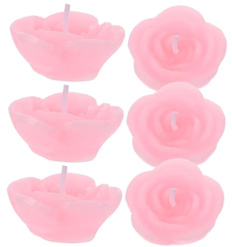 ABOOFAN 6 Stück Schwimmkerzen Rose Aus Paraffinwachs Rosa Blütenkerzen Für Hochzeitsdeko Party Und Wohnzimmer Rauchfrei Dekorative Teelichtkerzen