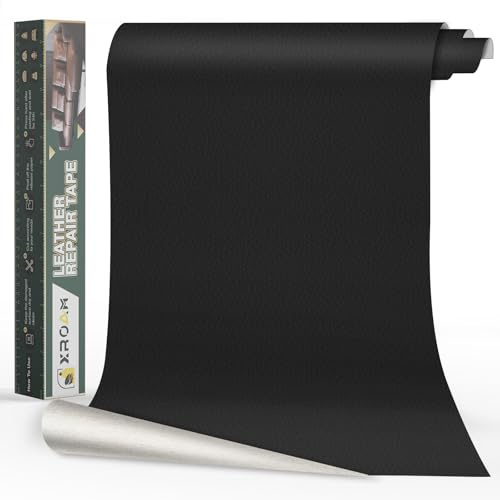 Xroam Kunstleder Selbstklebend, 40x100 cm Schwarz Leder Reparatur Patch, Lederflicken Selbstklebender, Kunstleder Reparaturset, Leder Patch Selbstklebend für Sofa, Autositze, Taschen, Jacken
