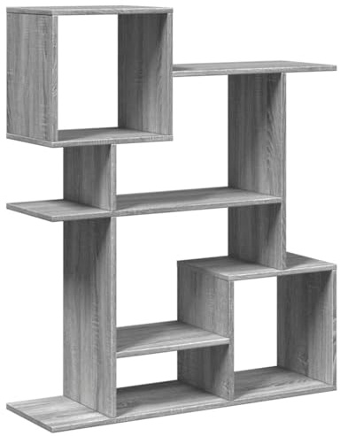 vidaXL Raumteiler Bücherregal, Standregal Regal für Wohnzimmer Schlafzimmer Büro, Büroregal Aktenregal Aufbewahrungregal, Grau Sonoma Holzwerkstoff