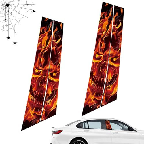 Auto-Mittelsäulen-Aufkleber, Totenkopf, Totenkopf-Autosäulen-Aufkleber, Totenkopf-Auto-Seitentür-Aufkleber, Halloween-Totenkopf-Aufkleber, selbstklebender Aufkleber, stilvolles Autozubehör für Zuhause