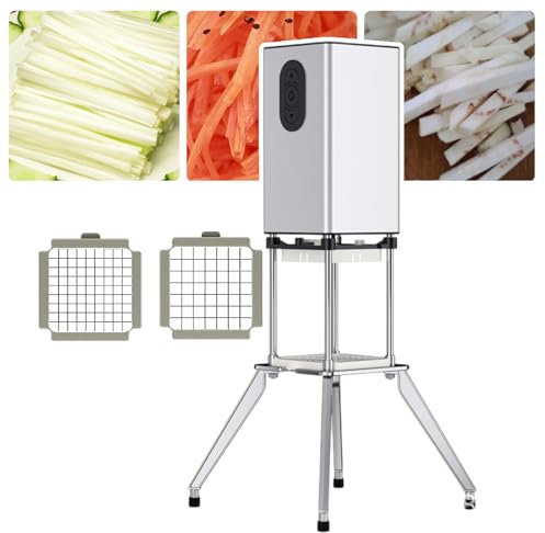 pedenencelia Tagliapatate Professionale Patatine Fritte,Tagliapatate Elettrico 600 W, con Lame 9 Mm E 12,2 Mm,Taglio Uniforme,Materiale Acciaio Inossidabile,per Patate,Carote,Melanzane,Cipolle,Silver
