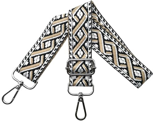 Fickremmar för byte axelrem för väska, justerbar väskrem bred 3,8 cm med silver karbinhake axelrem fickband axelrem bärrem för handväskor, vit/kaki, R11