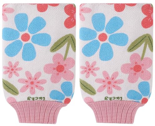 EIHI Guanto Esfoliante Corpo, pulisce i pori del corpo e del viso, Guanto Spugna per Doccia, Exfoliating Scrub Gloves, Rivitalizza la pelle, 2 pezzo