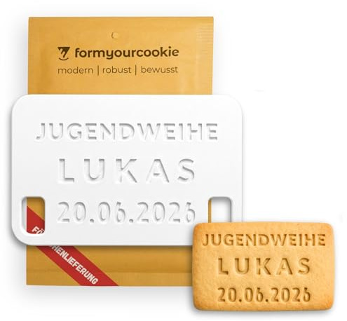 Personalisierbarer Ausstecher, 8x5cm, spülmaschinenfest, NAME, DATUM, ANLASS, persönliches Geschenk Jugendweihe, Konfirmation, Taufe, Geburtstag, Hochzeit, Jahrestag