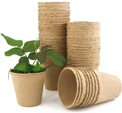 Quickdraw 30 x Fibre Plant Pots – Biodegradable Organic Compostable Seedling Starter Pot – Eco-Friendly Sustainable Gardening Seed Growing H8cm x D8.5cm