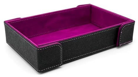 Norse Foundry Violette rechteckige Würfelablage – luxuriöser Samt innen, schwarzes veganes Leder außen, magnetisches, faltbares Würfeltablett, tragbare und langlebige Rollmatte für RPG und Brettspiele