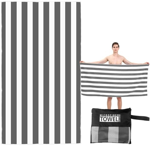 ZSYIULIA Large Beach Towel 160x90cm - Quick Dry Microfibre & Sand-Free Double Sided Design | 100% Recycled Compact Travel Towel for Yoga, Gym, Beach with Carry Bag