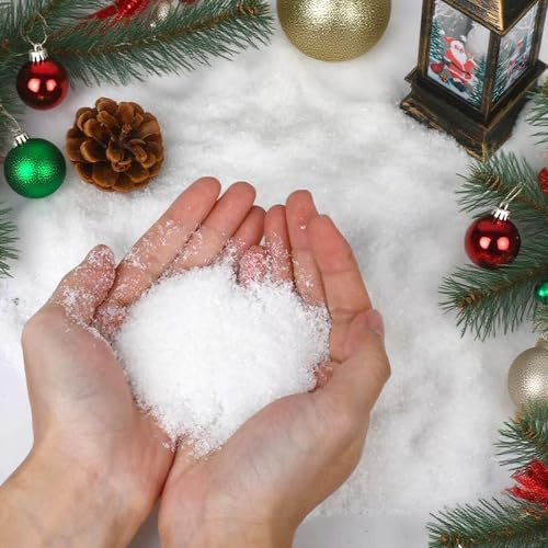 Jaarssho Kunstschnee Weihnachts Deko 100g,Dekoschnee,Weiß Künstlicher Schnee,Trockenschneepulver Weihnachtsszenendekoration,Szenenrequisiten für Weihnachten Party Feiertag Deko, Snow(100, Gramm)