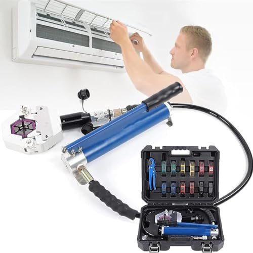 Pinza crimpatrice manuale per tubi flessibili A/C, utensile per crimpatura di tubi idraulici, kit crimpatrice, utensili separabili portatili per la riparazione di tubi flessibili A/C, con 7 matrici