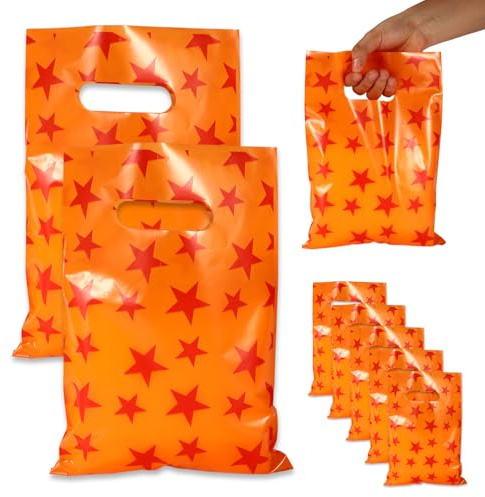 50stk Cartoon-Animations-Geschenktüten, Partyzubehör mit Anime-Thema Roter Stern Orangefarbene Party Stern Geschenktüten für die Geburtstagsdekoration