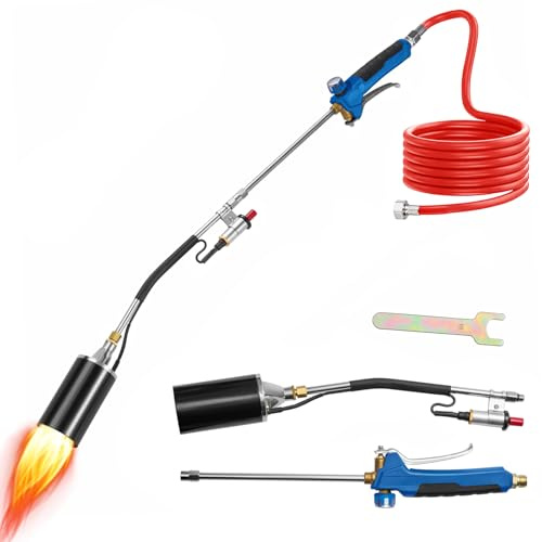 Soiiw Torche à propane pour élimination des mauvaises herbes, 1 200 000 BTU, chalumeau avec déclencheur turbo et tuyau de 3m, pour désherbage par flamme, toiture, fonte de glace et neige