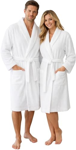 Morgenstern Hotel-Bademantel weiß – Unisex-Bademantel für Damen & Herren | 100 % Baumwolle, 380 GSM, hautfreundlich & saugstark – waschbar bis 70 °C – Oeko-Tex® zertifiziert