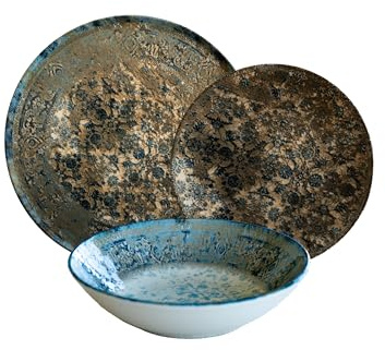 CER-POR Set piatti LEGACY | 18 pezzi porcellana decorata per stile classico e vintage. 18 pezzi per 6 persone